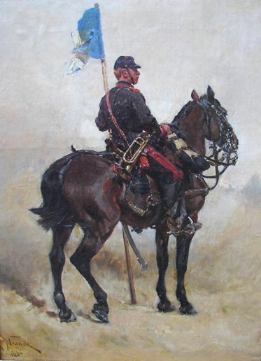 Alphonse Marie De Neuville Oil Painting Calvaryman on Horse